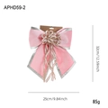 Pink velvet Christmas bow ornament with silver edges and festive glitter center detail - Medium Pink Bow