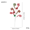 Christmas tree pick with red green spiral swirls and metallic decorative balls - Curved Spiral Striped Candy Pick (ACC27-2)
