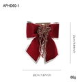Large red velvet Christmas bow with gold stripes and white edges, 25cm size decoration - Small Wine Red Bow