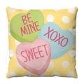 Yellow polka dot plush pillow cover with colorful heart candy designs for Valentine's - Yellow Polka Dot Candy Hearts Style (2)