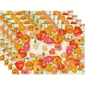 Lot de quatre sets de table tissés avec motifs floraux de coquelicots rouges - Style Fleur de Coquelicot Aux Tons Chauds (12)