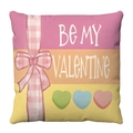 Pink Valentine plush pillowcase with Be My Valentine text and colorful heart details - Three-Color Stripe Bow Style (1)