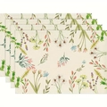 Détail de quatre sets de table en lin résistants à la chaleur avec motifs floraux colorés - Style Botanique Herbacé Coloré (14)