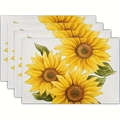 Détail d'un lot de 4 sets de table résistants à la chaleur avec imprimé tournesols vif - Style Tournesol Style Réaliste (16)