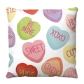 Pink Valentines plush pillowcase with colorful heart candy patterns and sweet phrases - White Background Colorful Conversation Hearts Style (4)