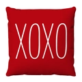 Red plush Valentine's Day square pillow cover with white XOXO heart design pattern - XOXO Print (Red) / 45x45cm (Short Plush)
