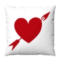 Detail of soft plush white pillow cover with a vibrant red heart and arrow design - Heart with Arrow Print (White) / 45x45cm (Short Plush)