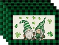 Set di 4 tovagliette per San Patrizio con gnomi e motivi di trifoglio verde - Lino / Stile Gnomi
