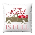 Federa per cuscino quadrata in peluche con stampa a cuore e scritta My Heart Is Full - Stile Camion Vintage Cuore (2) / 45*45cm (Peluche Corto)