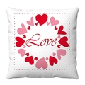 Federa in peluche con ghirlanda di cuori rossi e scritta Love per decorazione San Valentino - Stile Ghirlanda di Cuori (3) / 45*45cm (Peluche Corto)