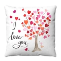 Funda de cojín de felpa moderna con un árbol de corazones romántico y texto I love you - Árbol del amor (2) / 45x45 cm