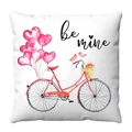 Funda de cojín moderna de felpa con flamenco y globos de corazón estilo Be Mine - Bicicleta (3) / 45x45 cm