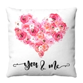 Funda de cojín moderna de felpa blanca con flores de corazón y texto You and Me para sofá - Flores de corazón (4) / 45x45 cm