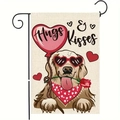 Garden flag with golden retriever design and metal stake for Valentine garden decor - Golden Retriever Rose Style (9)
