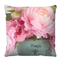 Pink rose floral plush cushion cover with Paris print for Valentine decoration - Paris Romantic Floral Style / 45x45 (Short Plush)
