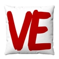 Funda de almohada blanca con estampado LOVE rojo para decoración de San Valentín - 45x45cm (Felpa Corta) / Estilo de Letra VE (2)
