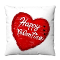 Funda de cojín de felpa para San Valentín con corazón rojo y texto Happy Palentine - 45x45cm (Felpa Corta) / Estilo Corazón Rojo (3)