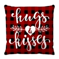 Federa per cuscino a quadri rossi e neri con stampa hugs and kisses e motivo cuore - Stile Buffalo Plaid Hugs and Kisses (2)