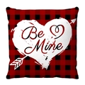 Fodera per cuscino San Valentino a quadri rossi e neri con cuore Be Mine e freccia - Stile Buffalo Plaid Be Mine (3)