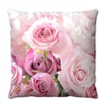 Short plush square pillowcase featuring romantic pink and purple rose flower patterns - Pink Purple Rose Style / 45x45 (Short Plush)