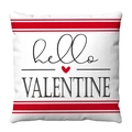 Red and white striped Valentine pillow cover with hello VALENTINE heart design - hello VALENTINE Stripe Style (1) / 18x18 Inch
