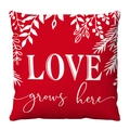 Red square Love Grows Here decorative plush pillowcase with botanical heart frame print - LOVE grows here Botanical Style (3) / 18x18 Inch