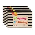Détails de 4 sets de table Joyeux Anniversaire avec ballons et motif à rayures - Style Anniversaire Ballon à Rayures Noires et Blanches (1) / 30*45cm (Lot en Lin)