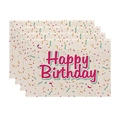 Lot de quatre sets de table Happy Birthday avec motifs festifs de ballons et confettis - Style Anniversaire Confettis Blanc Crème (2) / 30*45cm (Lot en Lin)