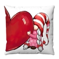 Funda de cojín de felpa blanca con gnomo de San Valentín abrazando un corazón rojo - Estilo de Gnomo Con Trenzas Abrazando Corazón (2)