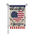 Detail of linen God Bless America garden flag with heart flag design and metal stand - Linen / God Bless America Heart Style (3)