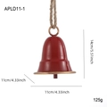 Vintage red iron Christmas bell ornament with rustic finish and jute rope hanger - Red / M