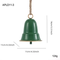 Campana di Natale in metallo verde scuro da 14cm con corda di canapa e bordi in bronzo - Verde / M