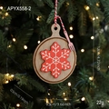Wooden Christmas ornament featuring a red snowflake design and decorative hanging cord - Snowflake Style
