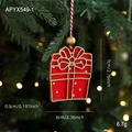 Red gift box shaped wooden Christmas ornament with white dots and red-white string - Gift Box Style