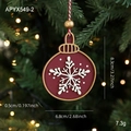Red wooden Christmas tree pendant with white 3D snowflake and gold edge trim - Snowflake Ball Style