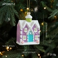 Adorno navideño de casita de jengibre morada con medidas de 11,5 cm de altura - Estilo Casa