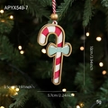 Red and white wooden candy cane ornament with a cyan bow on a festive Christmas tree - Candy Cane Style