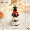 Χριστουγεννιάτικο στολίδι μπουκάλι κρασί Merlot με κόκκινο φιόγκο για το γιορτινό δέντρο - Στυλ Κόκκινο Κρασί (MERLOT)