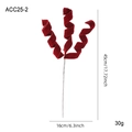 Red velvet spiral Christmas branch with three curly stems for holiday tree decoration - Red