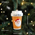 Christmas coffee cup ornament with Santa relief and golden hanging string for tree - Coffee Time