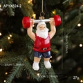 Adorno creativo de Papá Noel levantador de pesas para árbol de Navidad, altura de 13 cm - Estilo Papá Noel Halterofilia