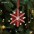 Red wooden snowflake Christmas ornament with white crystals and hanging ribbon - Red Rhinestone Snowflake (APYX551-2)