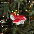 Adorno navideño de avión en rojo y blanco, colgante festivo para árbol con cordón dorado - Avión