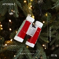 Adorno navideño con forma de binoculares rojo y blanco con puente plateado 22,3g - Estilo Telescopio