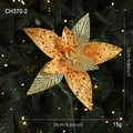 Champagne gold fabric Christmas flower with sequins and glitter for tree decoration - 25cm (Diameter) / Gold