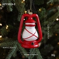 Adorno de árbol de Navidad con forma de linterna roja y blanca y cordón dorado - Estilo Linterna
