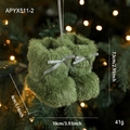 Donkergroene pluche kerstlaarsjes met zilveren strikken voor kerstboomdecoratie - Groen