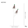 Kerstversiering op stok met pluche mutsen mini-bellen en witte spiraal-details - Gestreepte Hoedstijl Met Bel (ACC18-2)