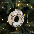 White Christmas wreath pendant with bow and holly, size 10.5cm for tree decoration - Wreath Style