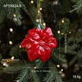 Adorno navideño de flor de pascua roja con detalles dorados y hojas para árbol - Estilo de Flor
